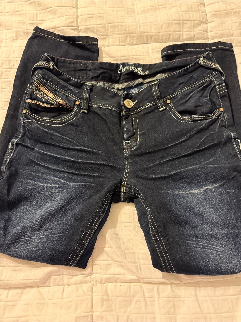 Amethyst Jeans Women's Dark Indigo Stretch Jeggings with Contrast Stitching